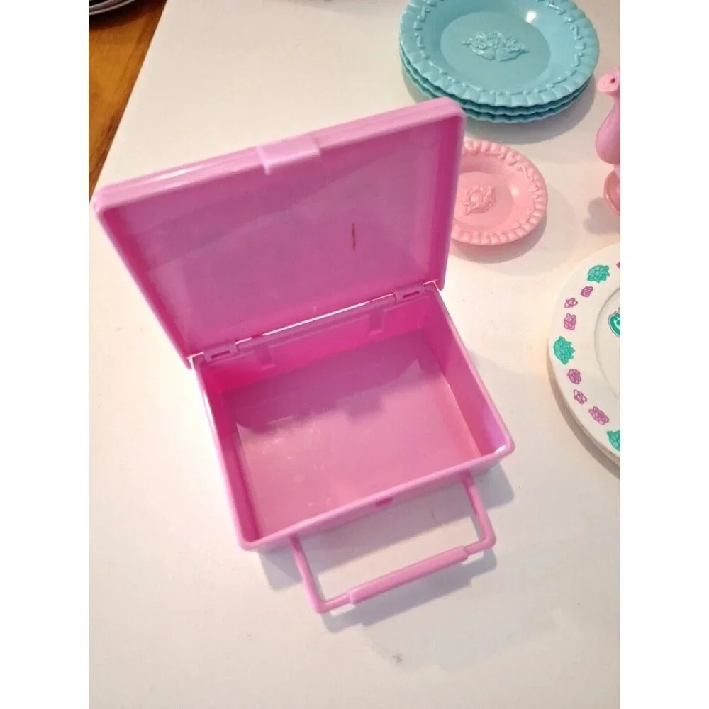 Cabbage Patch Kids Tea Party Vintage 80s Doll Lunchbox Purple Pink Blue Plastic - Picture 5 of 11
